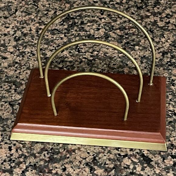 The Bombay Company Brass Arches & Trim Wood Letter Holder Vintage - Picture 5 of 16